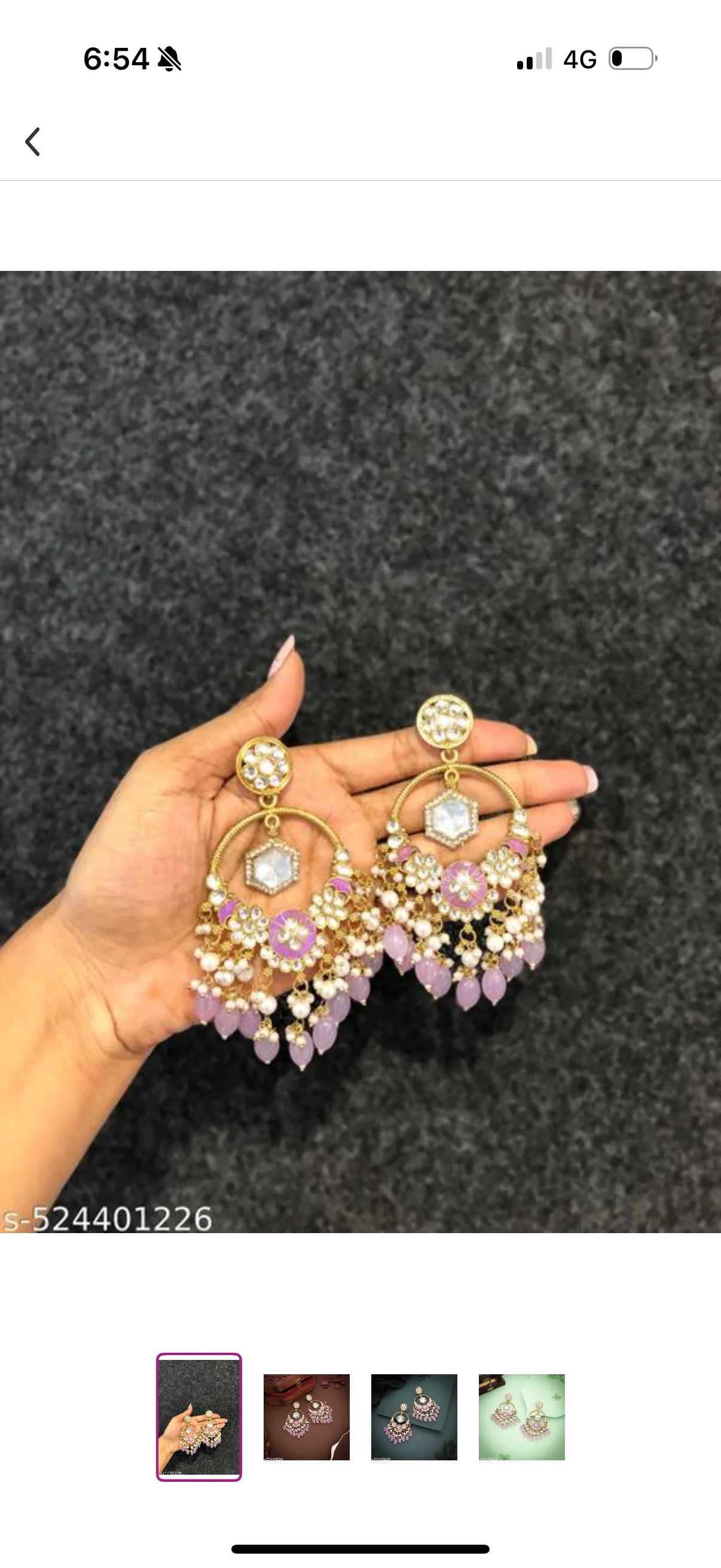 ✨ “Lavender Pearl AD Stone Chandbali Earrings – Traditional Kundan Style Wedding & Party Wear Jewelry” - Image 3