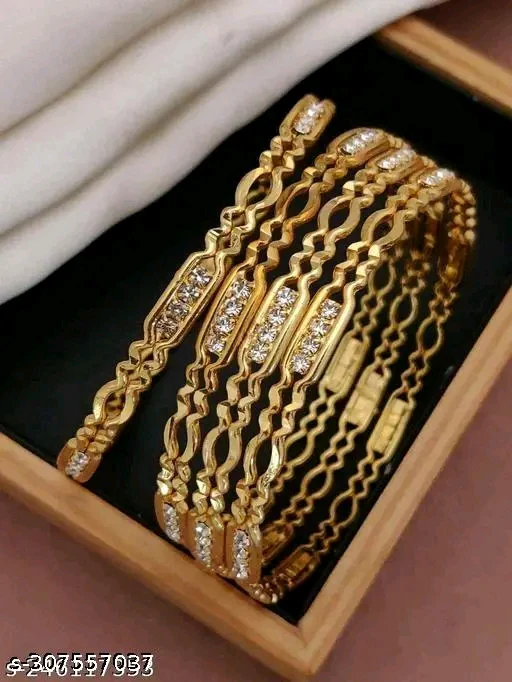 Beautiful traditional jewellery bangles for women and girls jellyElegant Gold-Plated Traditional Jelly Bangles for Women & Girls - Set of 4 - Image 3