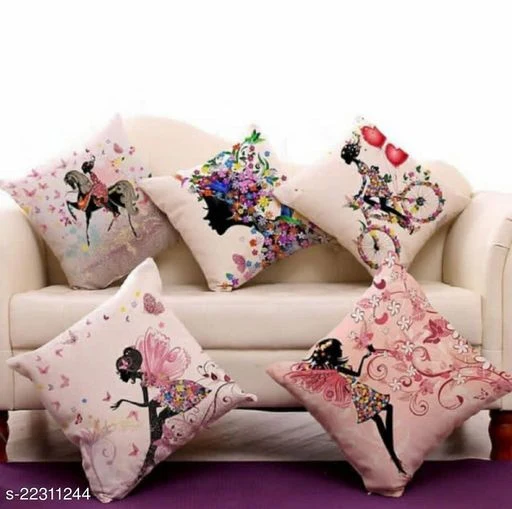 HOMVICTRY heavy jute Cushion covers , set of 5 , Size - 16 inch X 16 inch*