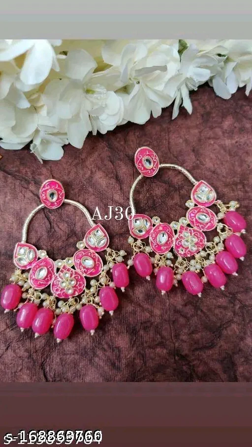 Jeweriche Imitation Beautiful Earrings for Girls & Women (Paan Meena-Rani) - Image 2