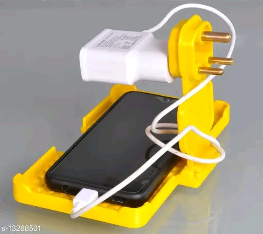 Yellow Unbreakable Mobile Charging Holder - Wall Mount & AC Vent Stand"