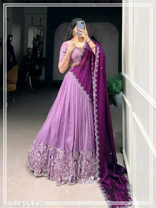 New Latest Embroidery Lehenga Choli with Embroidered Dupatta – Separate Blouse Piece (Unstitched)# - Image 2