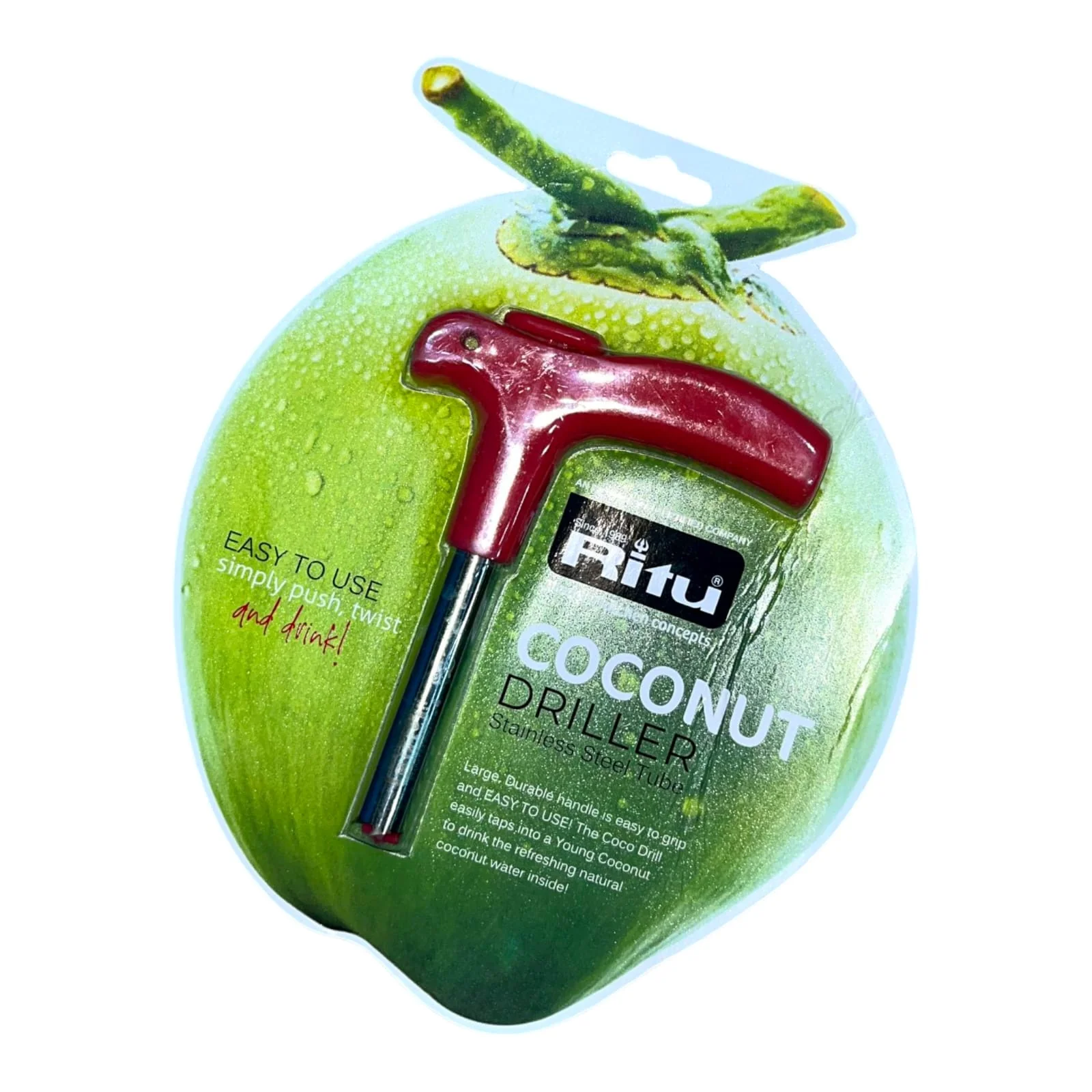 Ritu Coconut Driller – Stainless Steel Tube | Easy Push & Twist Tool for Tender Coconuts 🥥