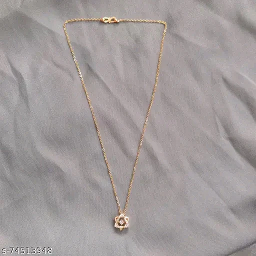 Rose Gold American Diamond Pendant &amp; Chain Set for Women - Elegant Cubic Zirconia Necklace - Image 3