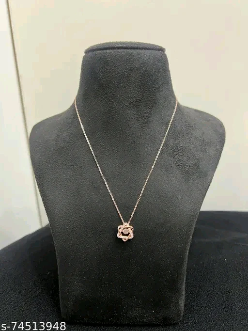 Rose Gold American Diamond Pendant &amp; Chain Set for Women - Elegant Cubic Zirconia Necklace - Image 4