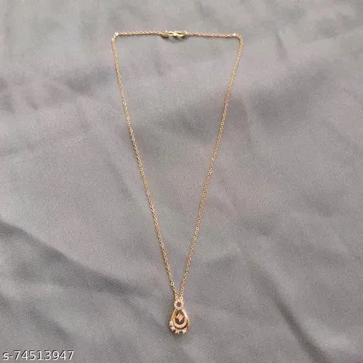 Rose Gold American Diamond Pendant & Chain Set for Women – Elegant Cubic Zirconia Necklace - Image 3