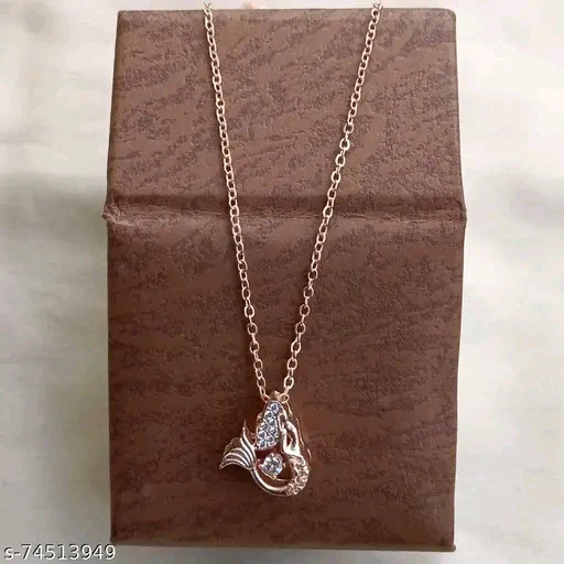 Rose Gold American Diamond Pendant & Chain for Women - Elegant Cubic Zirconia Necklace - Image 2