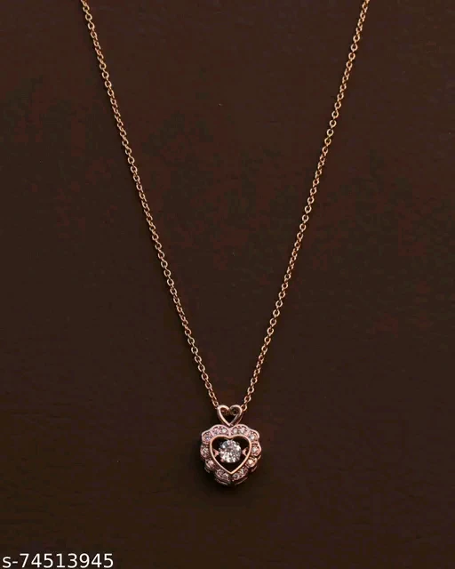 Shiv Pendle Set - Rose Gold American Diamond Pendant & Chain Necklace Set for Women
