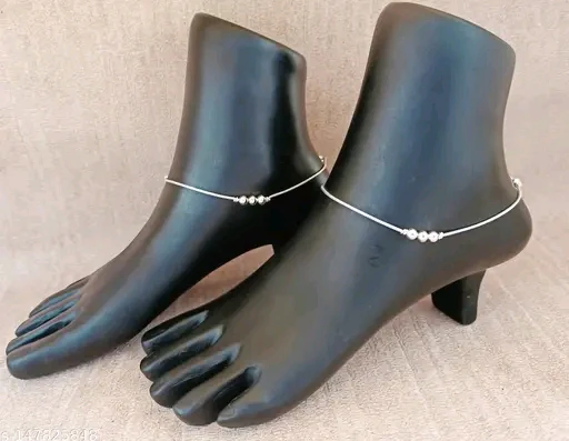 silver payal charm chain anklets for girls Anklets & Toe Rings - Image 2