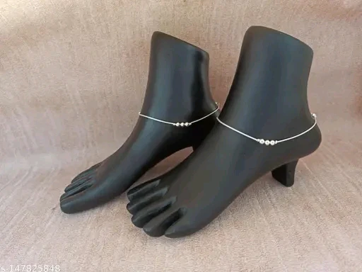 silver payal charm chain anklets for girls Anklets & Toe Rings - Image 3