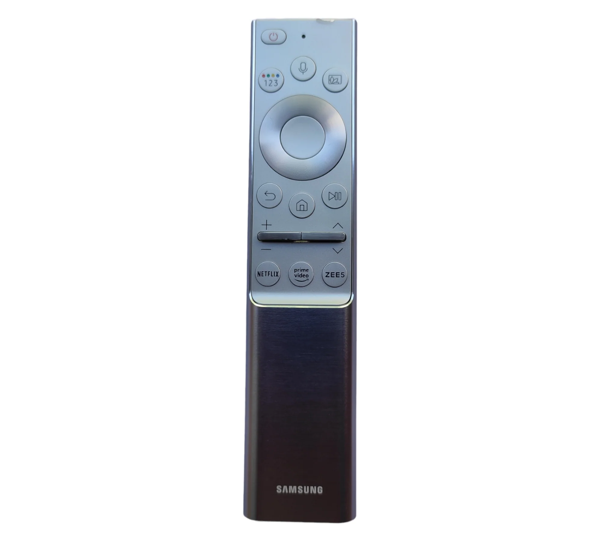 Samsung Smart TV Voice Remote – Original Metal Body | Netflix, Prime, ZEE5 Buttons | Rechargeable | Universal Control