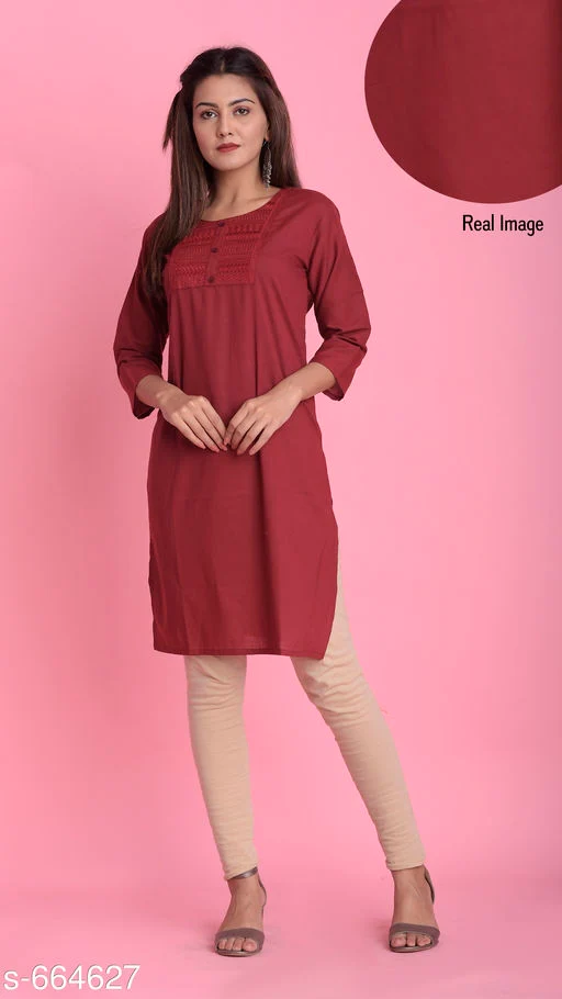 Women's Solid Cotton Kurti