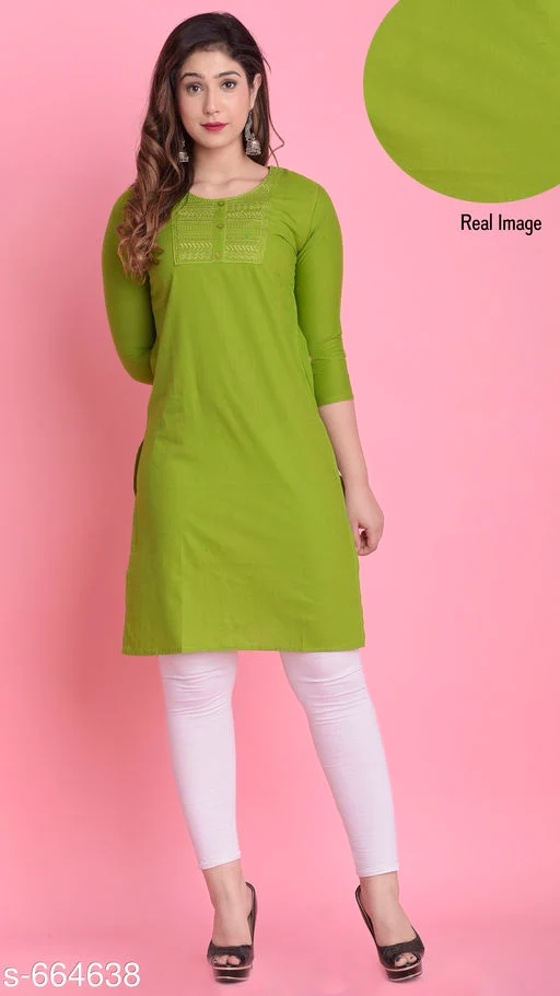 Women's Solid Cotton Kurti