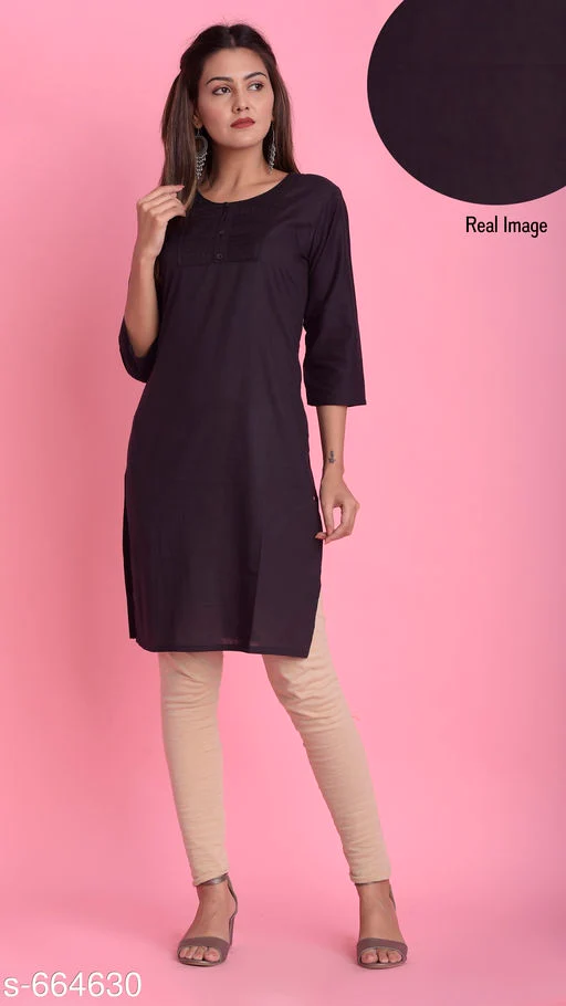 Women's Solid Cotton Kurtis